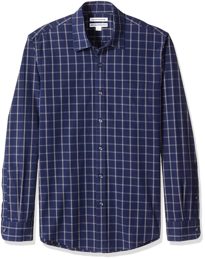 HOTAmazon Essentials Men's Regular-Fit Long-Sleeve Casual Poplin Shirt, Button Front, Business Casual, Collared