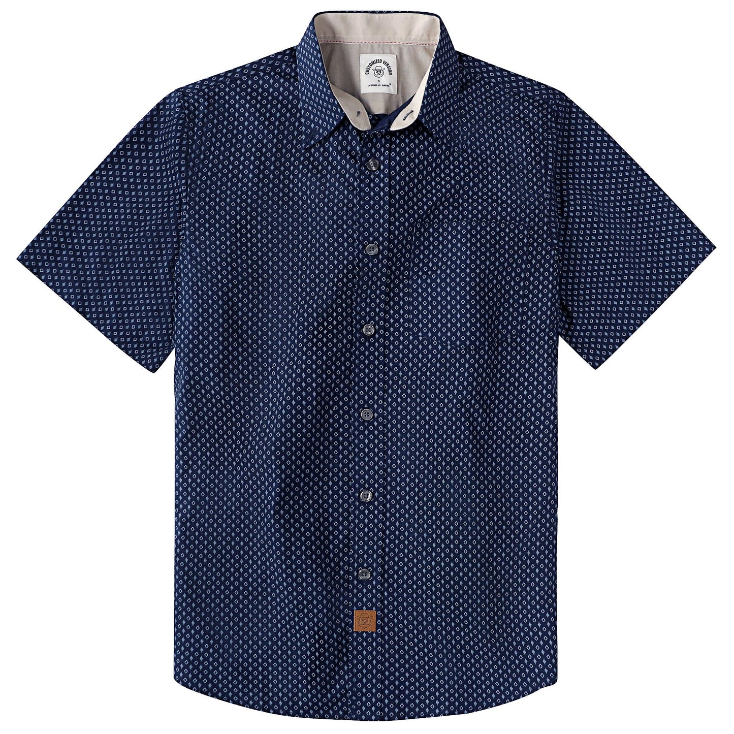 HOTDubinik® Mens Short Sleeve Button Down Shirts 100% Cotton Plaid Men's Casual Button-Down Shirts with Pocket