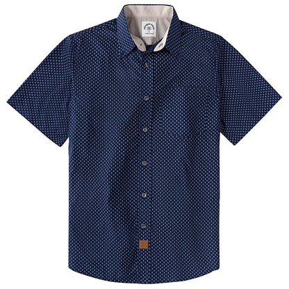 HOTDubinik® Mens Short Sleeve Button Down Shirts 100% Cotton Plaid Men's Casual Button-Down Shirts with Pocket