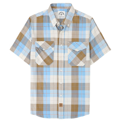 HOTDubinik® Mens Short Sleeve Button Down Two Pockets Soft Vintage Regular Fit Vintage Fishing Casual Shirts