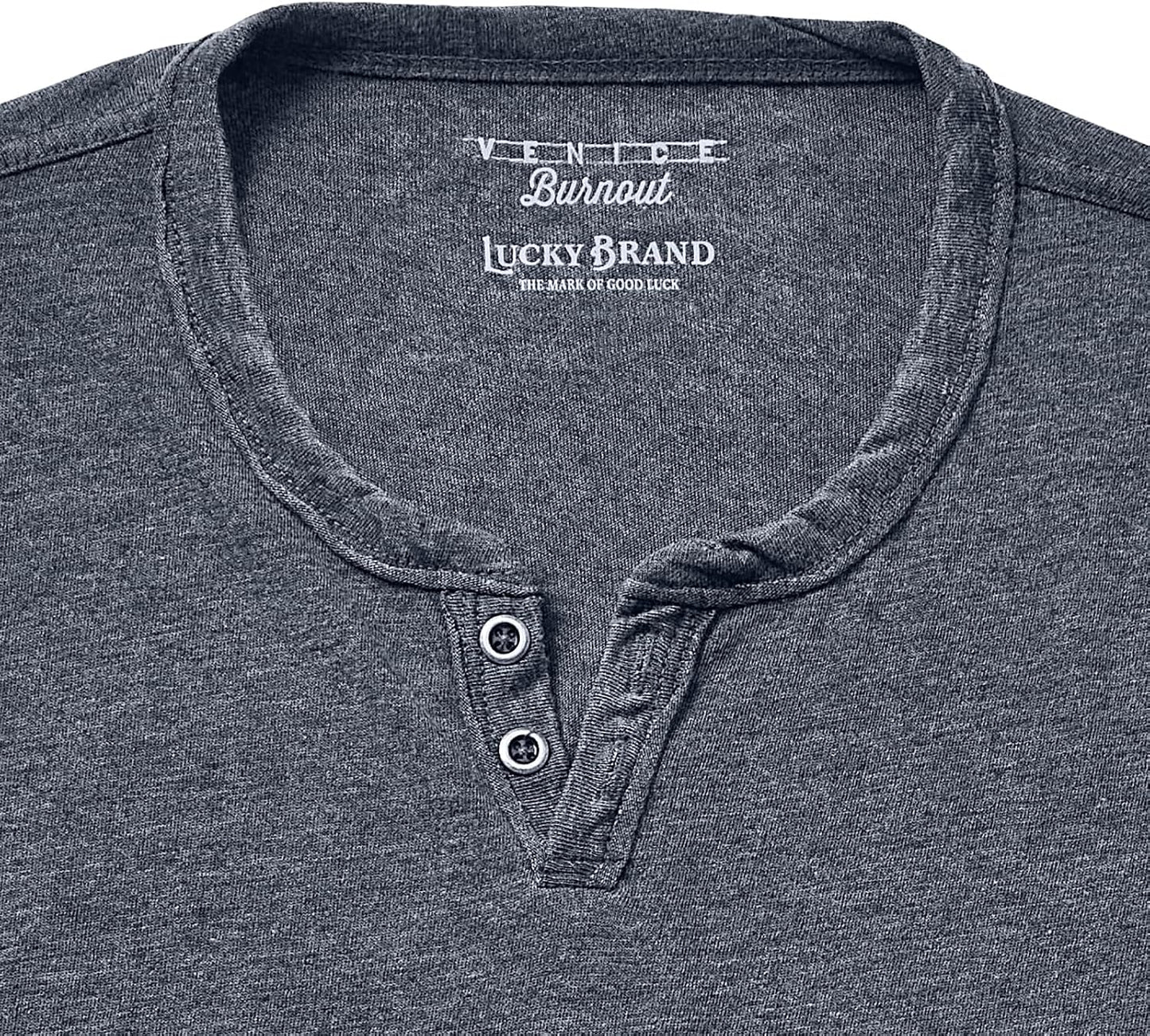 HOTLucky Brand Men's Venice Burnout Notch Neck Tee Shirt