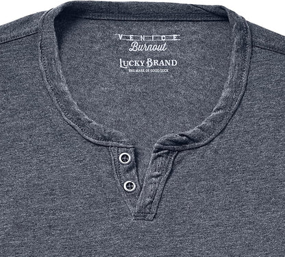 HOTLucky Brand Men's Venice Burnout Notch Neck Tee Shirt