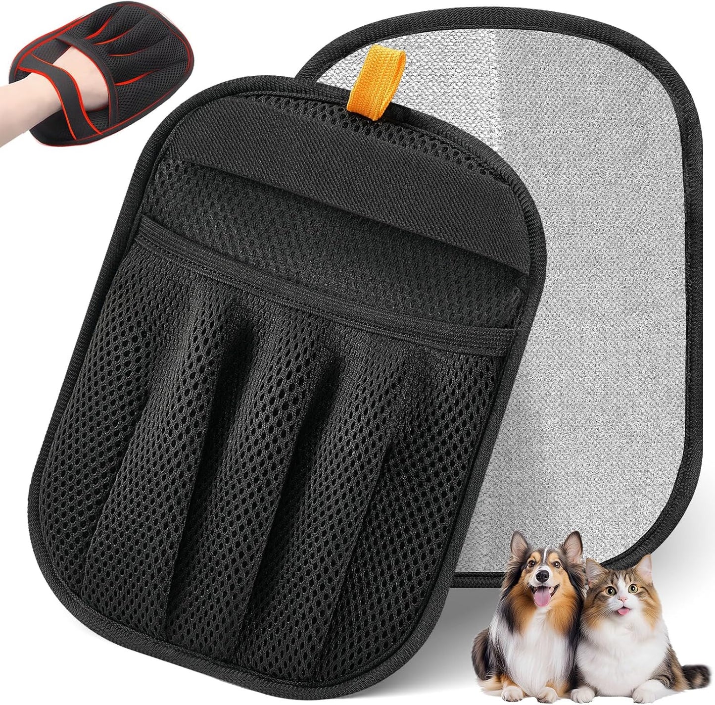 HOTPet Hair Removal Glove for Cats & Dogs, Upgraded Five-Finger Electrostatic Pet Hair Glove, Reusable Magic Brush Pet Hair Remover Tool for Laundry, Couch, Carpet, Car Seat