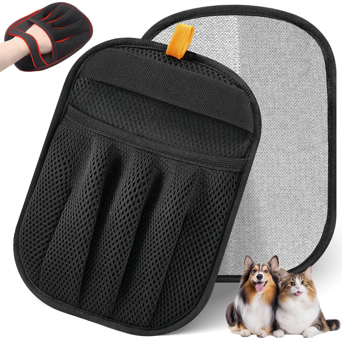 HOTPet Hair Removal Glove for Cats & Dogs, Upgraded Five-Finger Electrostatic Pet Hair Glove, Reusable Magic Brush Pet Hair Remover Tool for Laundry, Couch, Carpet, Car Seat