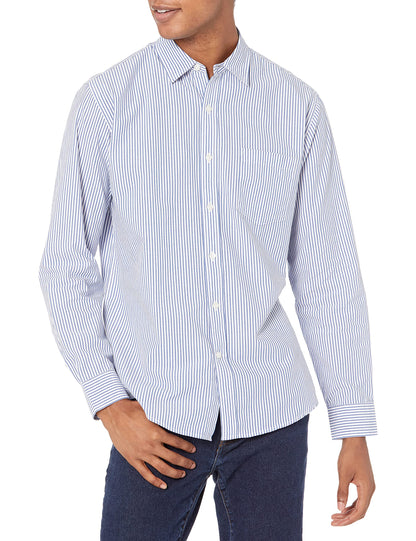 HOTAmazon Essentials Men's Regular-Fit Long-Sleeve Casual Poplin Shirt, Button Front, Business Casual, Collared
