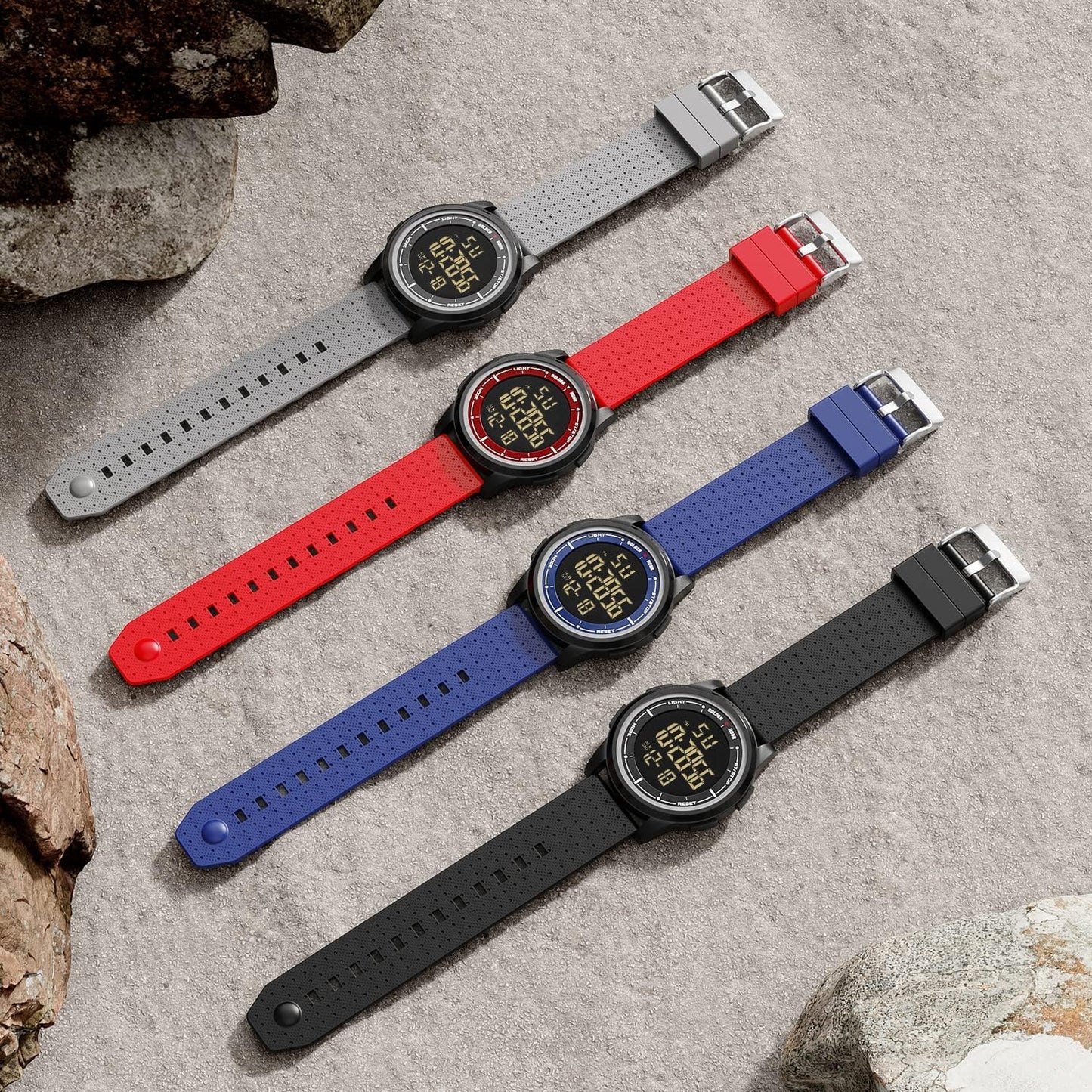 HOTGOLDEN HOUR Ultra-Thin Minimalist Sports Waterproof Digital Watches Men with Wide-Angle Display Rubber Strap Wrist Watch for Men Women