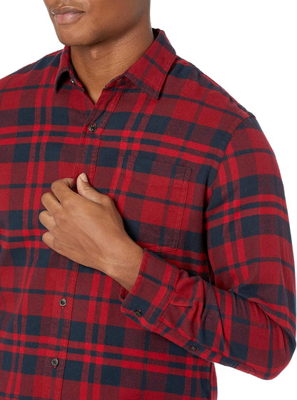 HOTAmazon Essentials Men's Slim-Fit Flannel Shirt, Long Sleeve Button Down Plaid