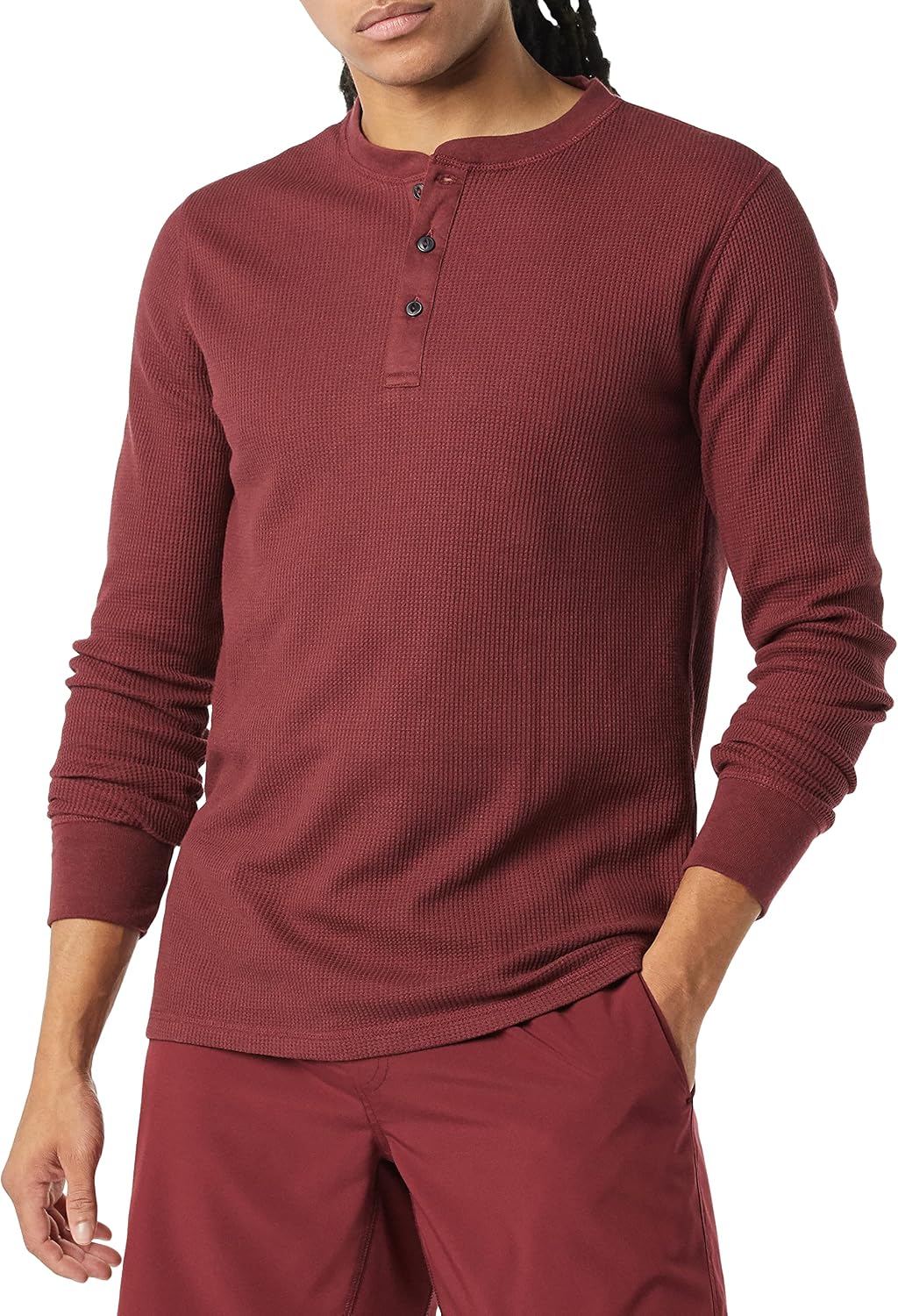 HOTAmazon Essentials Men's Long Sleeve Waffle Henley Shirt