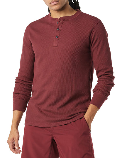 HOTAmazon Essentials Men's Long Sleeve Waffle Henley Shirt