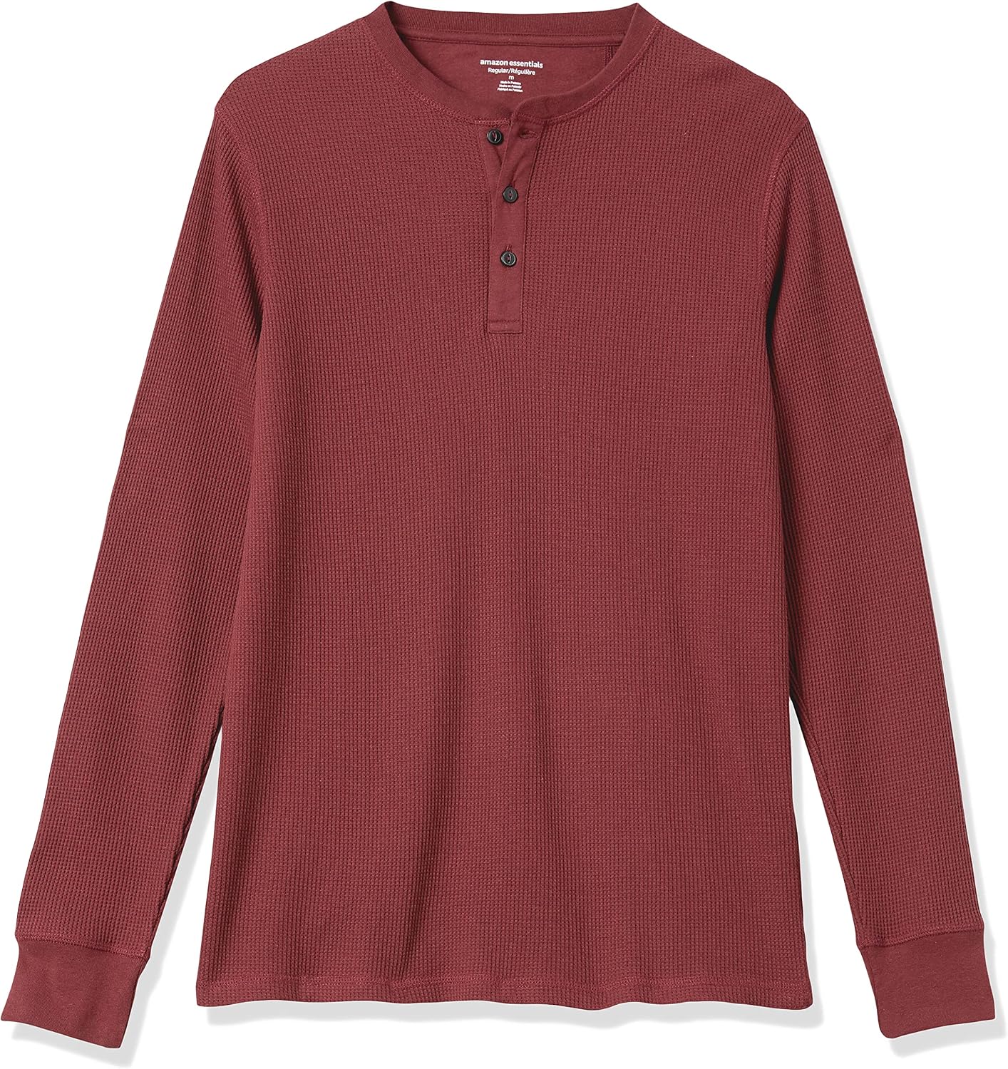 HOTAmazon Essentials Men's Long Sleeve Waffle Henley Shirt