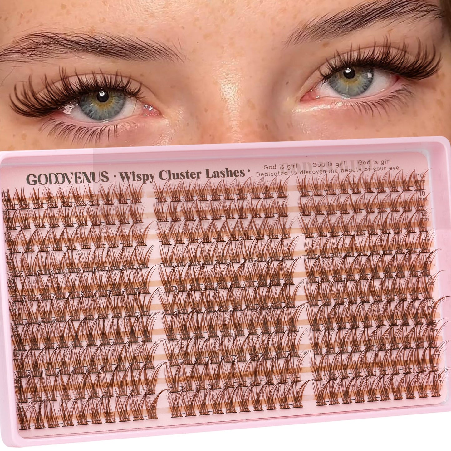 HOTGoddvenus Lash Clusters Kit Wispy Eyelash Clusters Lashes Natural DIY Lash Extension Kit 10-16mm Cluster Eyelash Extensions Kit 300pcs C Curl Individual Lashes Cluster Eyelash (No Tweezers)