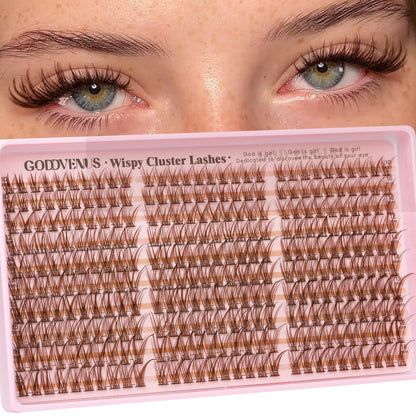 HOTGoddvenus Lash Clusters Kit Wispy Eyelash Clusters Lashes Natural DIY Lash Extension Kit 10-16mm Cluster Eyelash Extensions Kit 300pcs C Curl Individual Lashes Cluster Eyelash (No Tweezers)