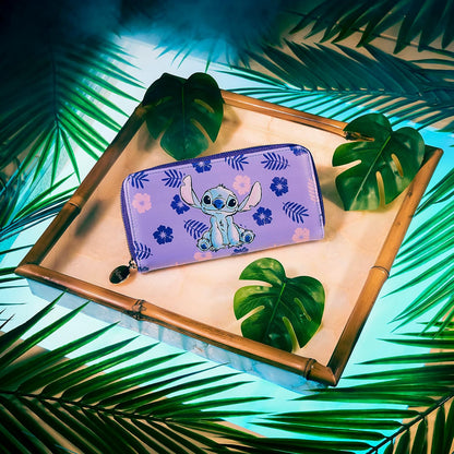 HOTDisney Stitch Women's Wallet, Teenager and Girl, Women's Coin Purse and Zip Card Holder, Purple Stitch, Taille unique, Modern
