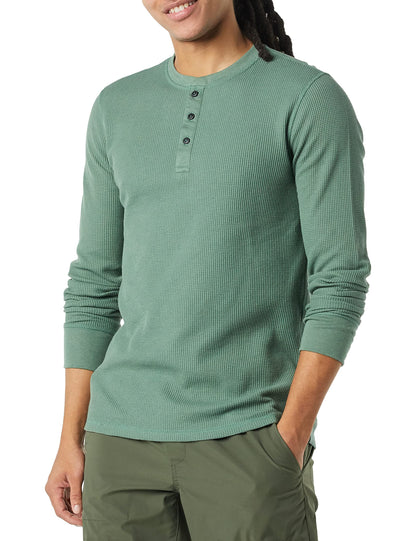 HOTAmazon Essentials Men's Long Sleeve Waffle Henley Shirt