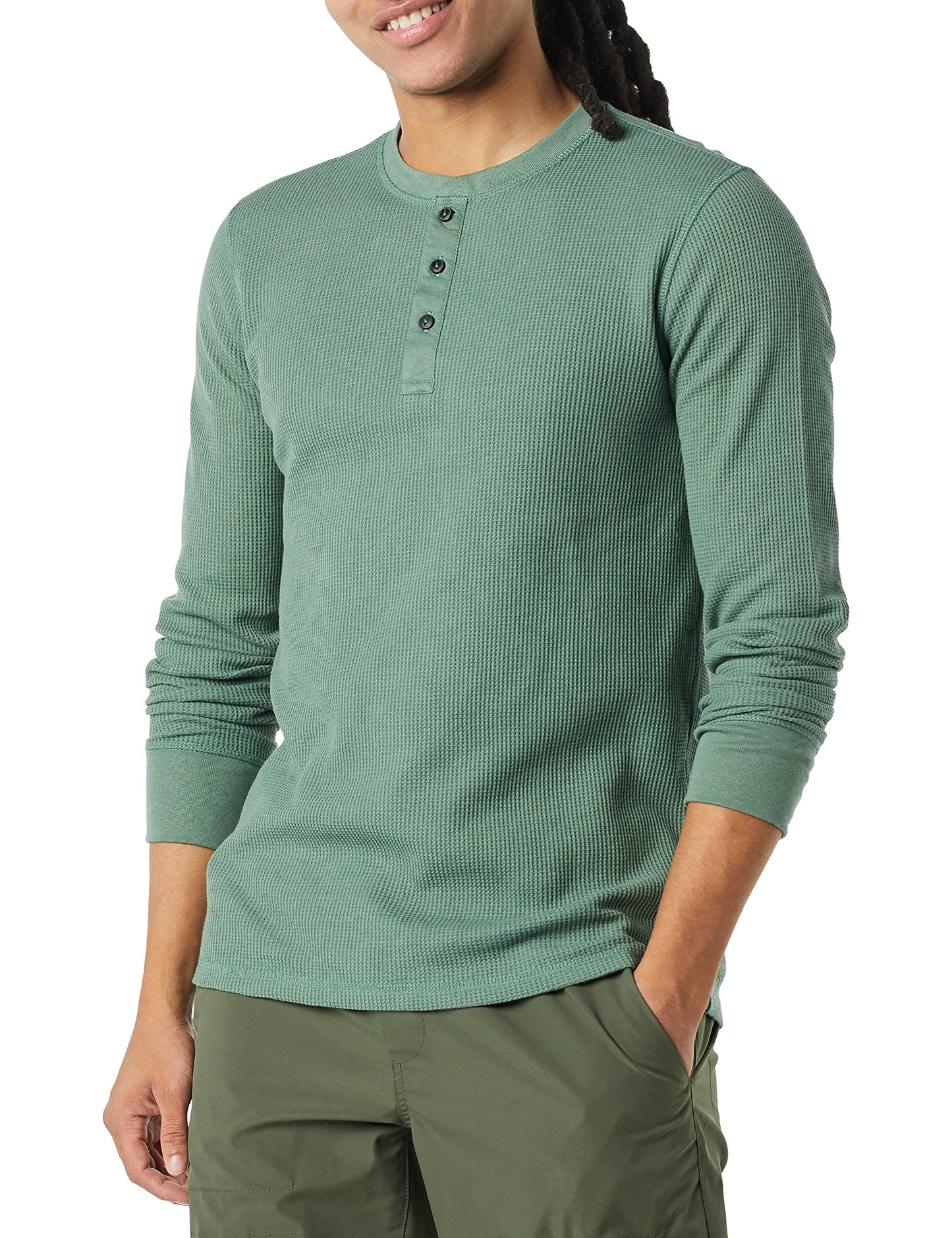 HOTAmazon Essentials Men's Long Sleeve Waffle Henley Shirt
