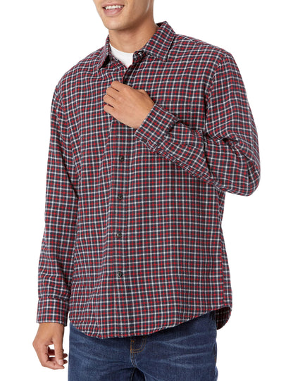 HOTAmazon Essentials Men's Regular Fit Long-Sleeve Flannel Shirt, Soft Brushed Cotton, Lightweight yet Warm