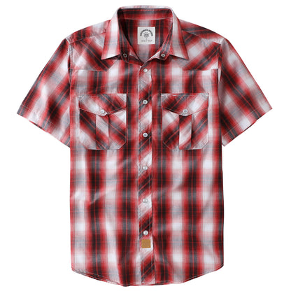 HOTDubinik® Western Shirts for Men Short Sleeve Plaid Pearl Snap Shirts for Men Button Up Shirt Cowboy Casual Work Shirt