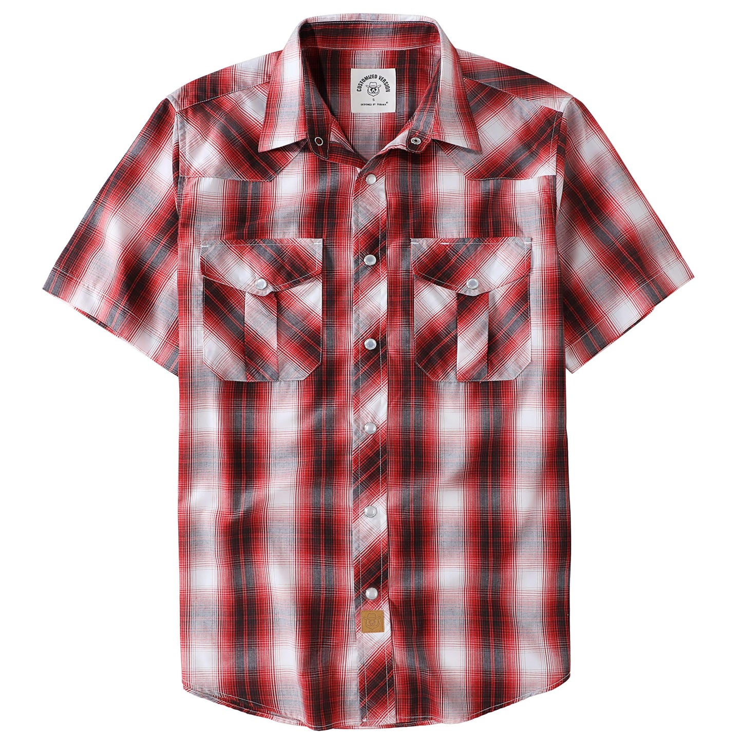 HOTDubinik® Western Shirts for Men Short Sleeve Plaid Pearl Snap Shirts for Men Button Up Shirt Cowboy Casual Work Shirt
