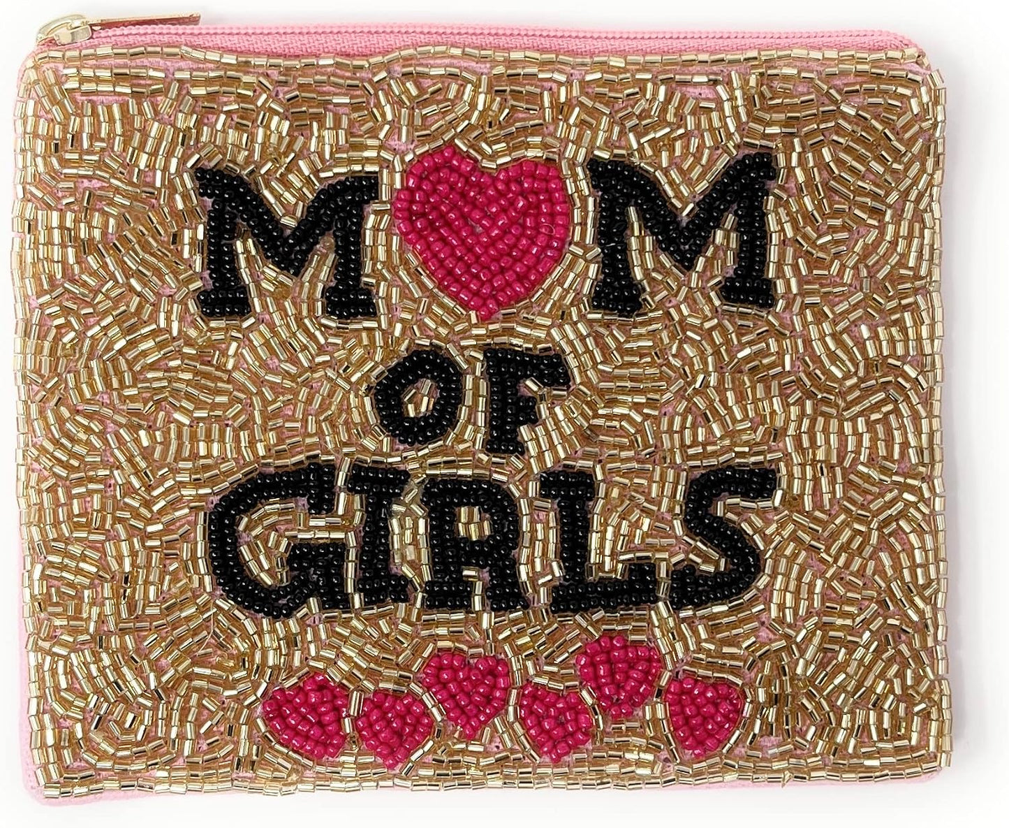 HOTMom of Girls Beaded Coin Purse, Beaded Coin Pouch, Mother's Day Gifts, Gifts for Mom, Small Wallets for Her