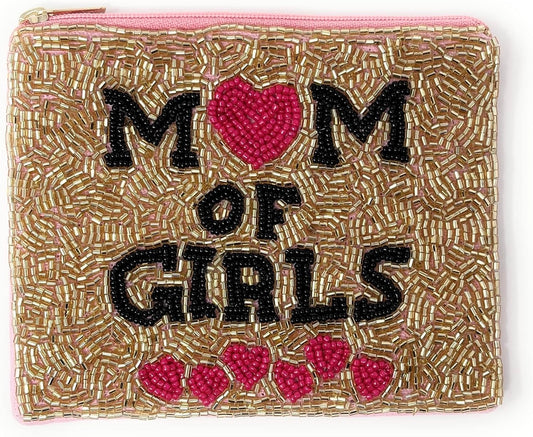 HOTMom of Girls Beaded Coin Purse, Beaded Coin Pouch, Mother's Day Gifts, Gifts for Mom, Small Wallets for Her