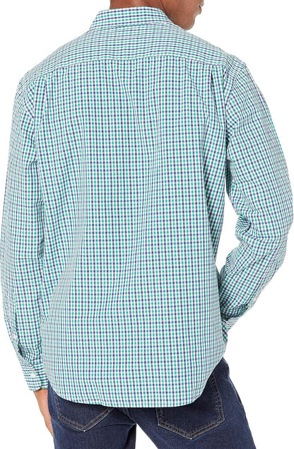 HOTAmazon Essentials Men's Regular-Fit Long-Sleeve Casual Poplin Shirt, Button Front, Business Casual, Collared