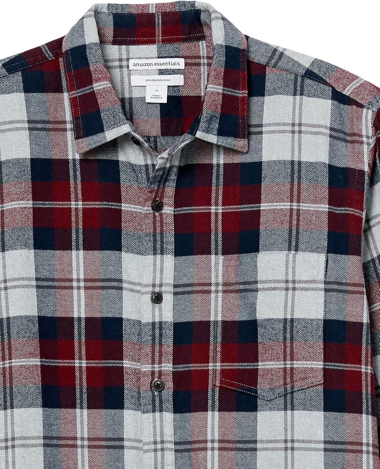 HOTAmazon Essentials Men's Slim-Fit Flannel Shirt, Long Sleeve Button Down Plaid