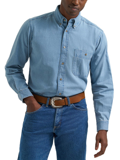 HOTWrangler Men's Denim Button Down Shirt