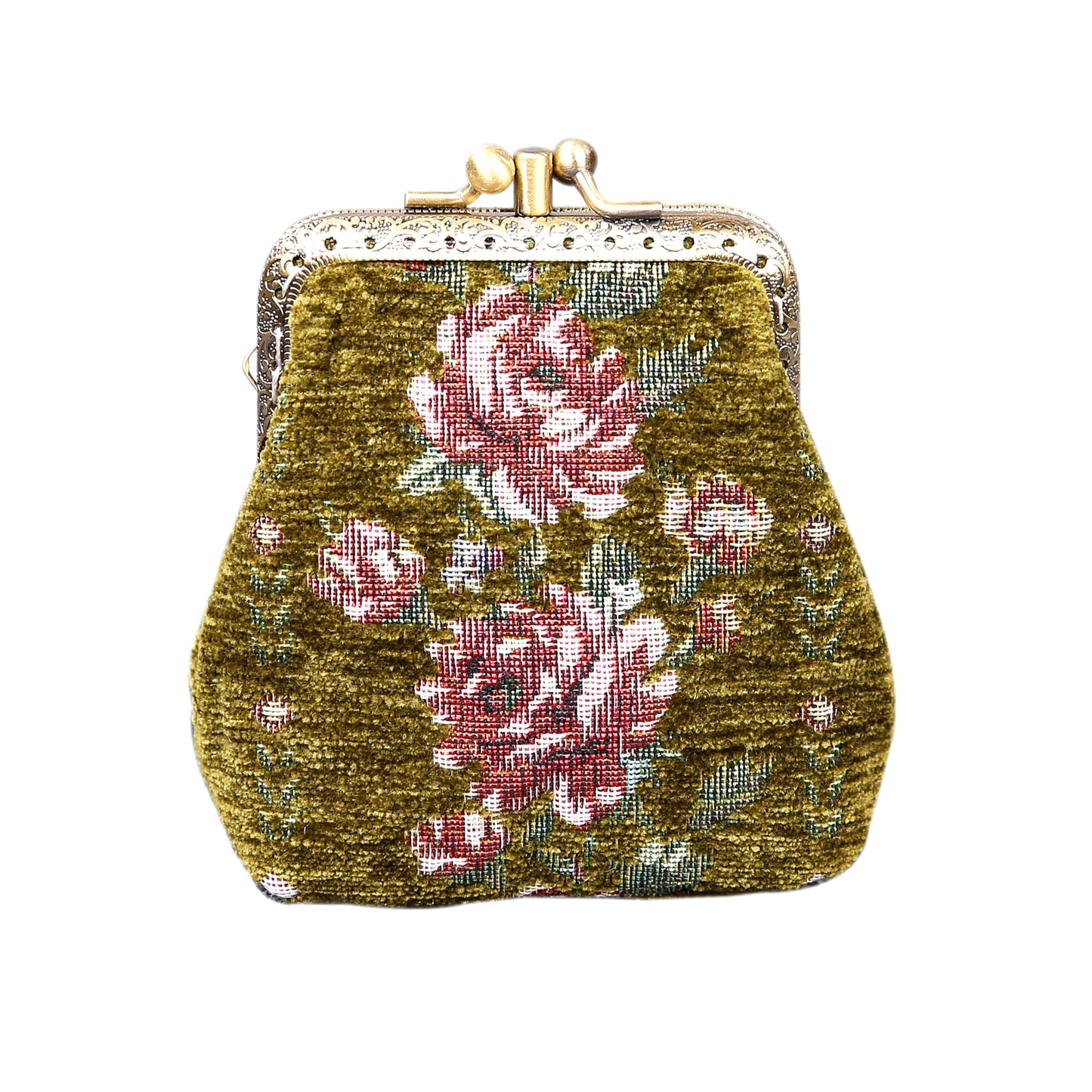 HOTCarpet Bag Double Kiss Clasp Coin Purse Pouch,Vintage Change Wallet Card Holder
