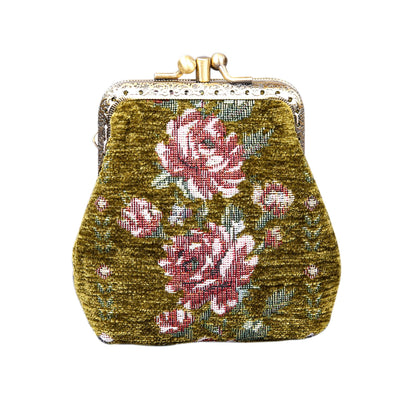 HOTCarpet Bag Double Kiss Clasp Coin Purse Pouch,Vintage Change Wallet Card Holder