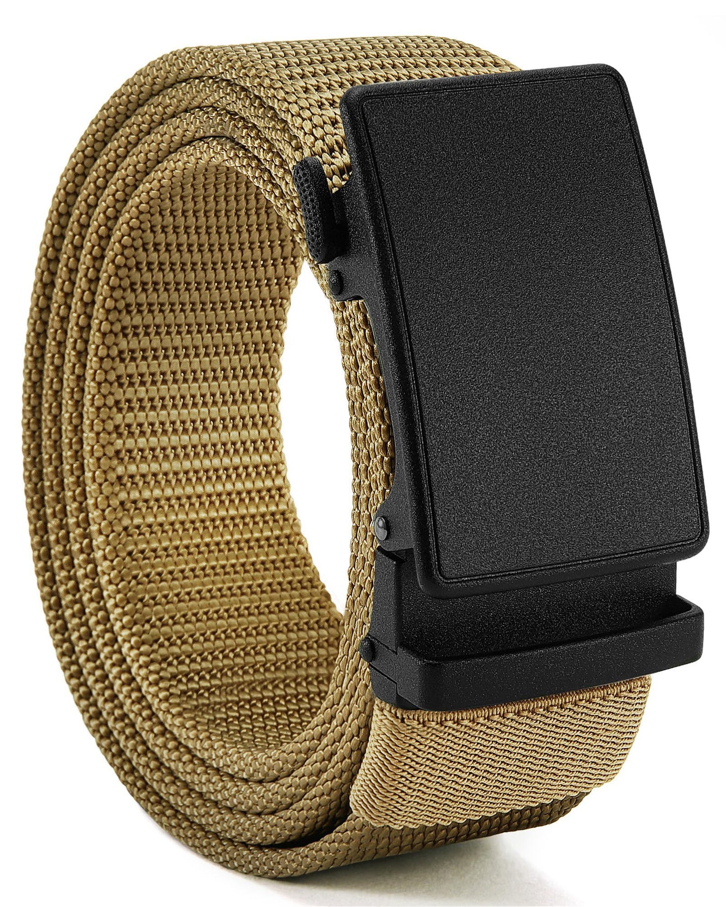 HOTCHAOREN 1.5" Nylon Ratchet Belts for Men - Adjustable Casual Work Belt with Slide Buckle - Trim to Fit