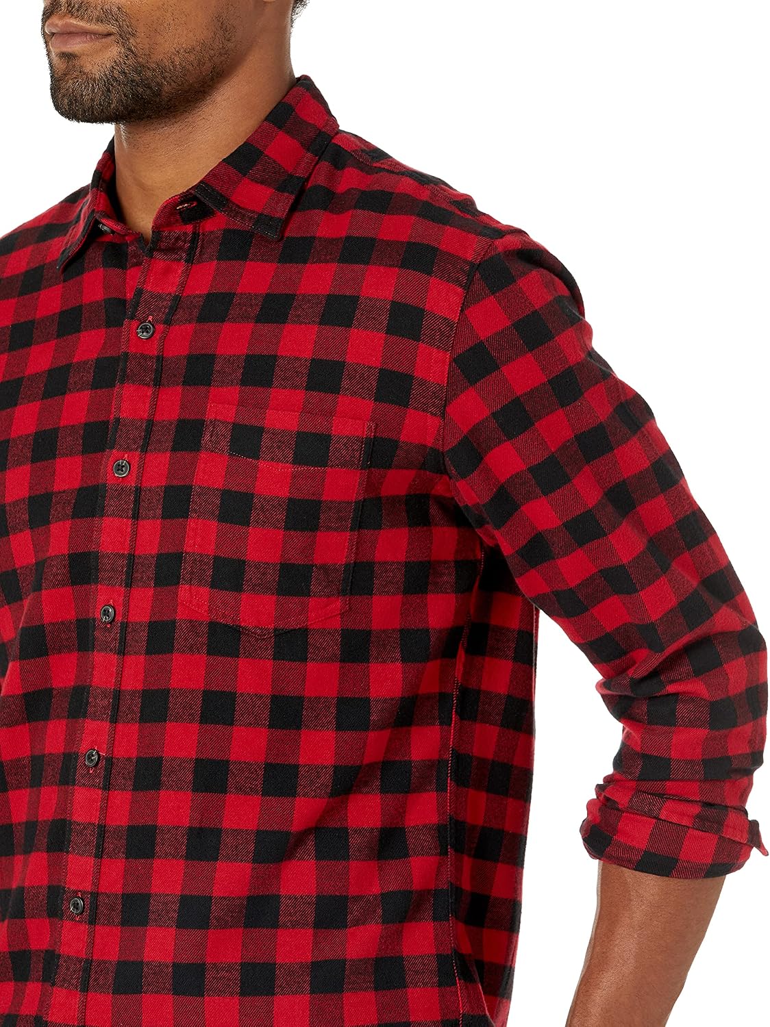 HOTAmazon Essentials Men's Slim-Fit Flannel Shirt, Long Sleeve Button Down Plaid