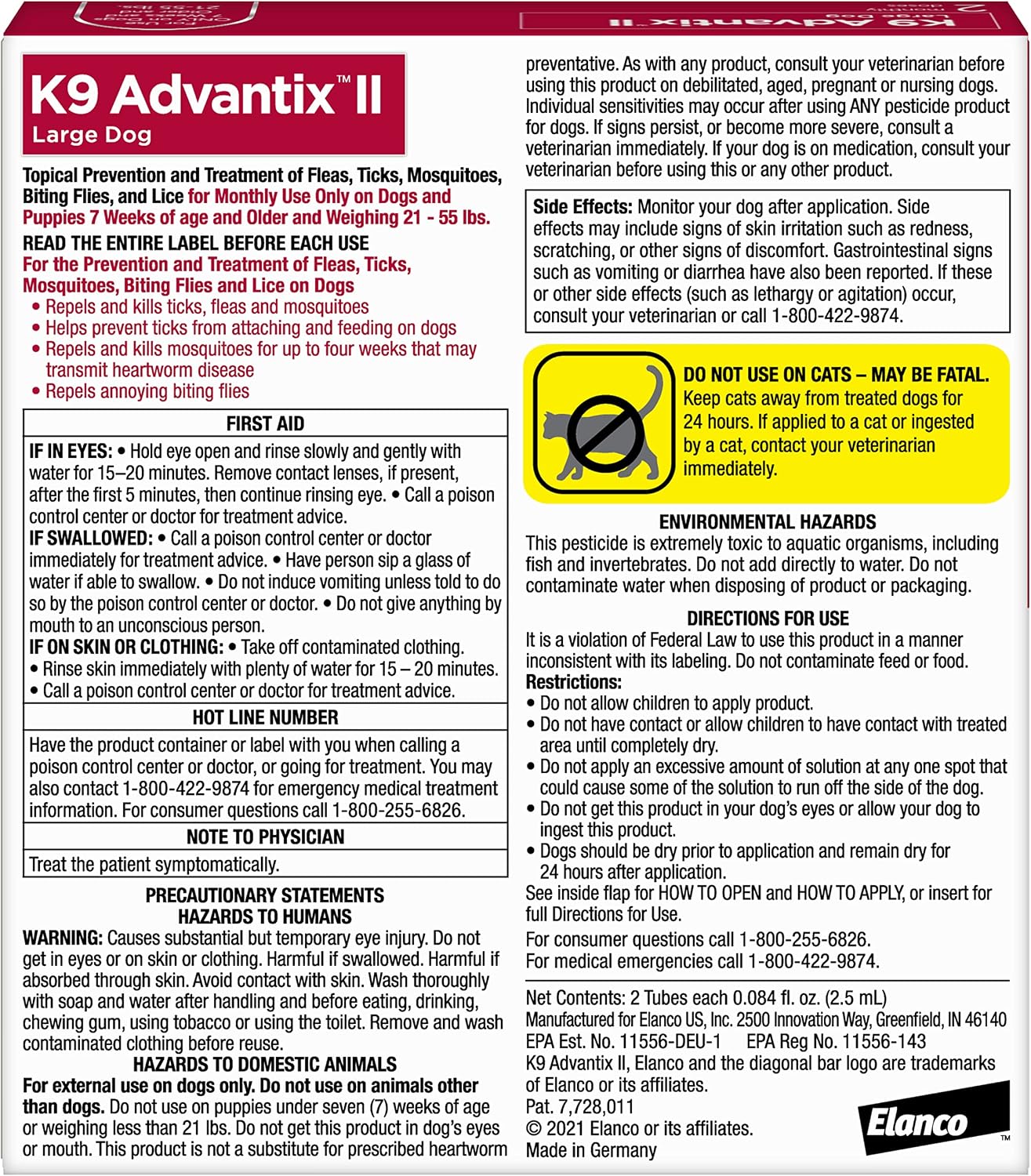 HOTK9 Advantix II Large Dog Vet-Recommended Flea, Tick & Mosquito Treatment & Prevention | Dogs 21-55 lbs. | 2-Mo Supply (Packaging may vary)
