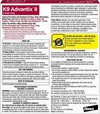 HOTK9 Advantix II Large Dog Vet-Recommended Flea, Tick & Mosquito Treatment & Prevention | Dogs 21-55 lbs. | 2-Mo Supply (Packaging may vary)