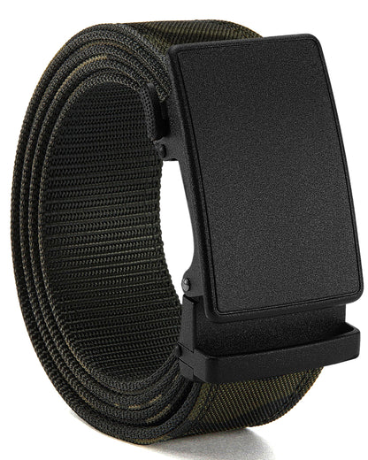 HOTCHAOREN 1.5" Nylon Ratchet Belts for Men - Adjustable Casual Work Belt with Slide Buckle - Trim to Fit