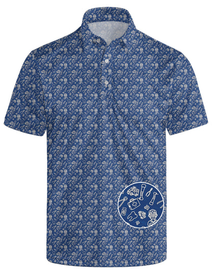 HOTGolf Polo Shirts for Men Funny Print Quick Dry Short Sleeve Performance Golf Shirts Moisture Wicking Polo Shirts