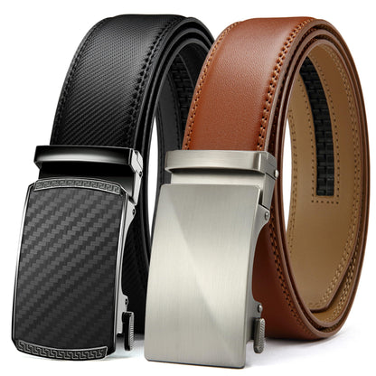 HOTCHAOREN Mens Belt Leather Ratchet Belt 2 Pack - Customizable Fit, Effortless Style (35mm)