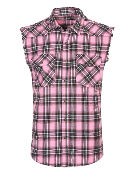 HOTMen's Casual Flannel Plaid Shirt Sleeveless Plus Size Vest