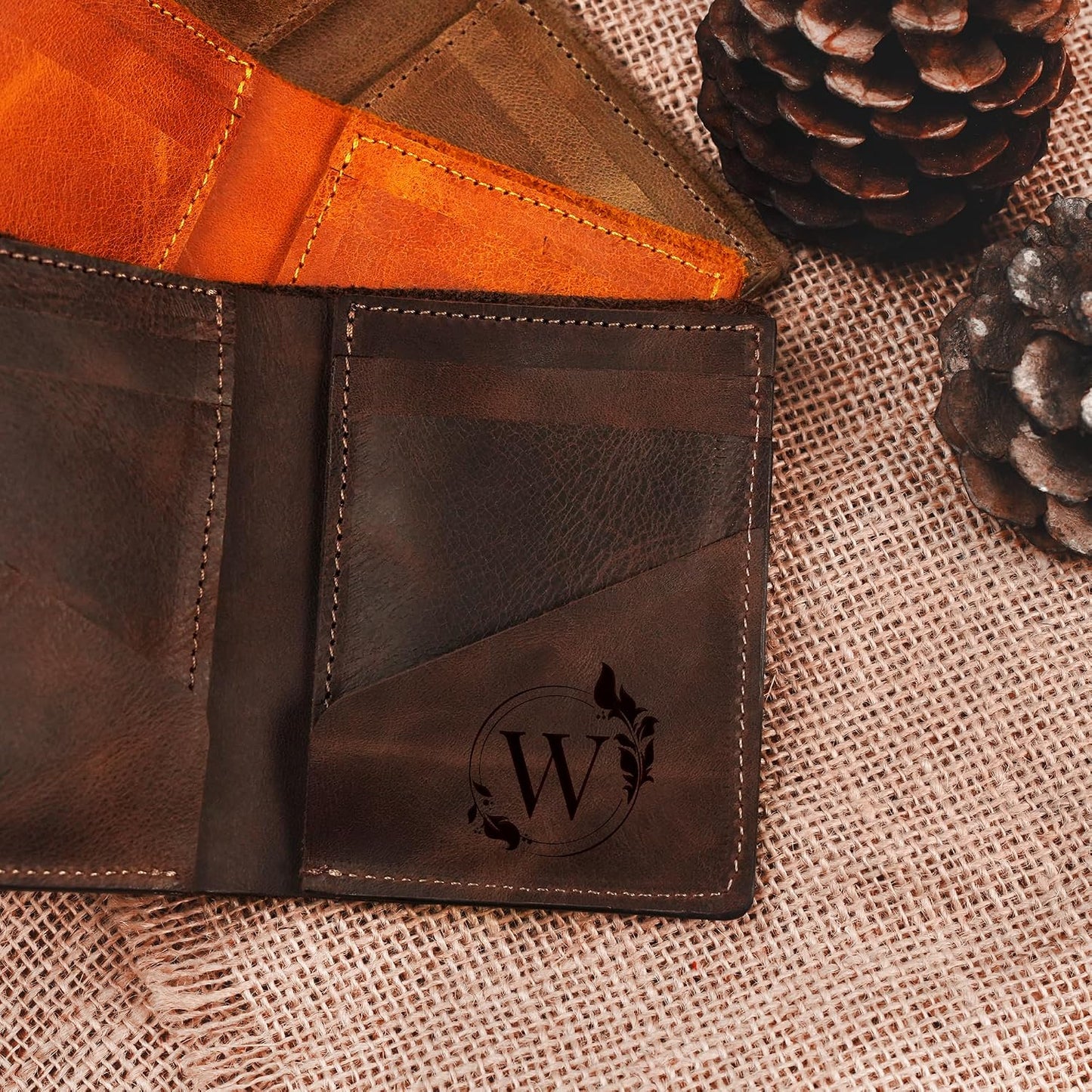 HOTMonogrammed Men Leather Wallet, Personalize Credit Card Wallet, Special Day Gift for Husband, Mens Birthday Gift, Custom Leather Accessories