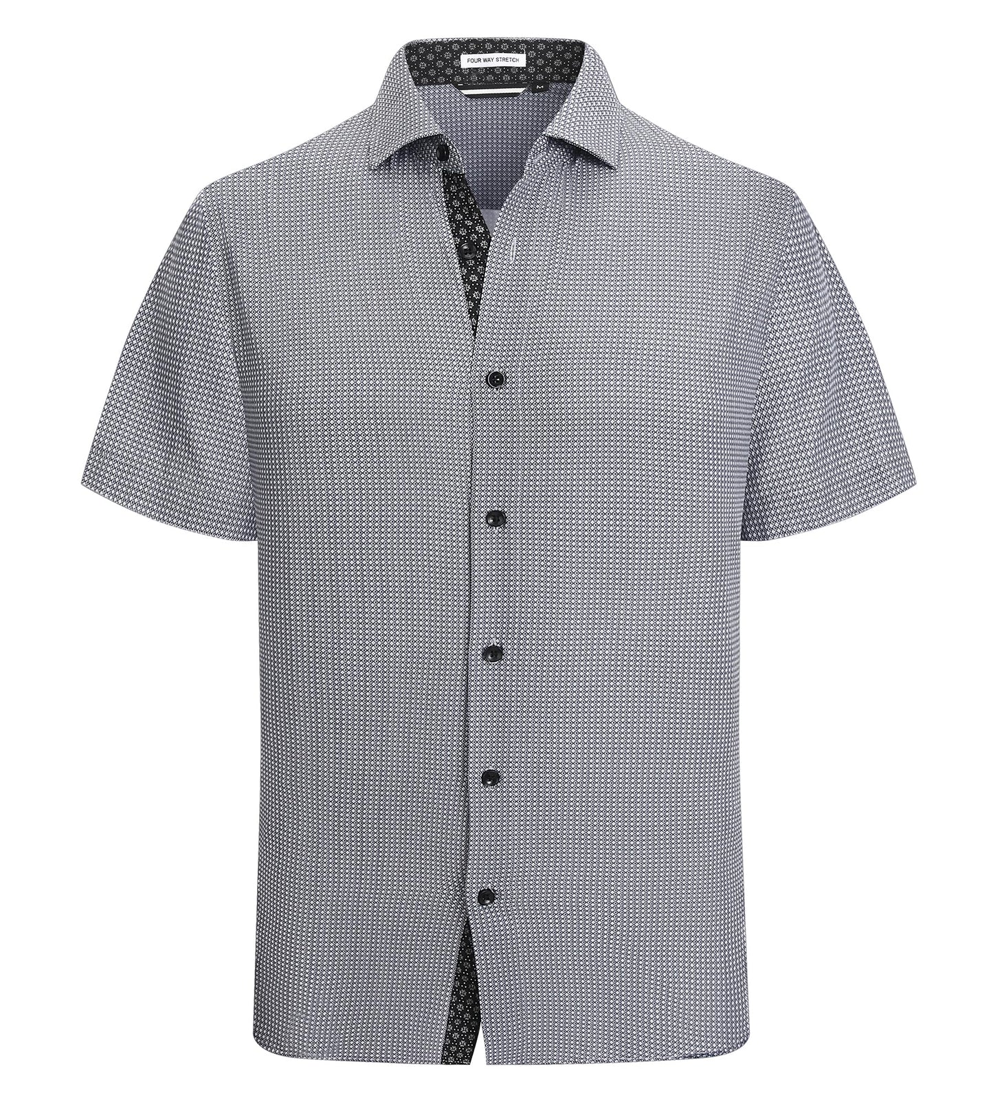 HOTAlex Vando Mens Printed Dress Shirts Easy Care Button Down Shirt | Four-way flexible weave, Inner collar & cuff contrast, Anti-wrinkle texture, Lightweight, Great present for male relatives