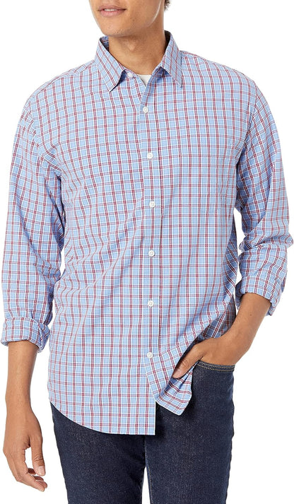 HOTAmazon Essentials Men's Regular-Fit Long-Sleeve Casual Poplin Shirt, Button Front, Business Casual, Collared