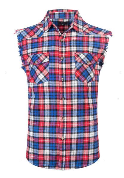 HOTMen's Casual Flannel Plaid Shirt Sleeveless Plus Size Vest