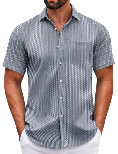 HOTCOOFANDY Mens Short Sleeve Casual Button Down Shirts Summer Untucked Dress Shirts with Pocket