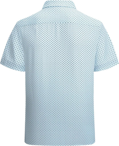 HOTAlex Vando Mens Printed Dress Shirts Easy Care Button Down Shirt | Four-way flexible weave, Inner collar & cuff contrast, Anti-wrinkle texture, Lightweight, Great present for male relatives