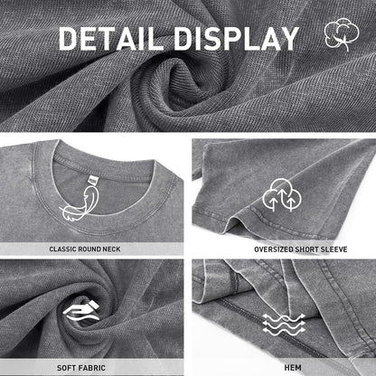 HOTMen's Cotton T-Shirts Oversized Unisex Short Sleeves Casual Loose Wash Solid Basic Tee Tops