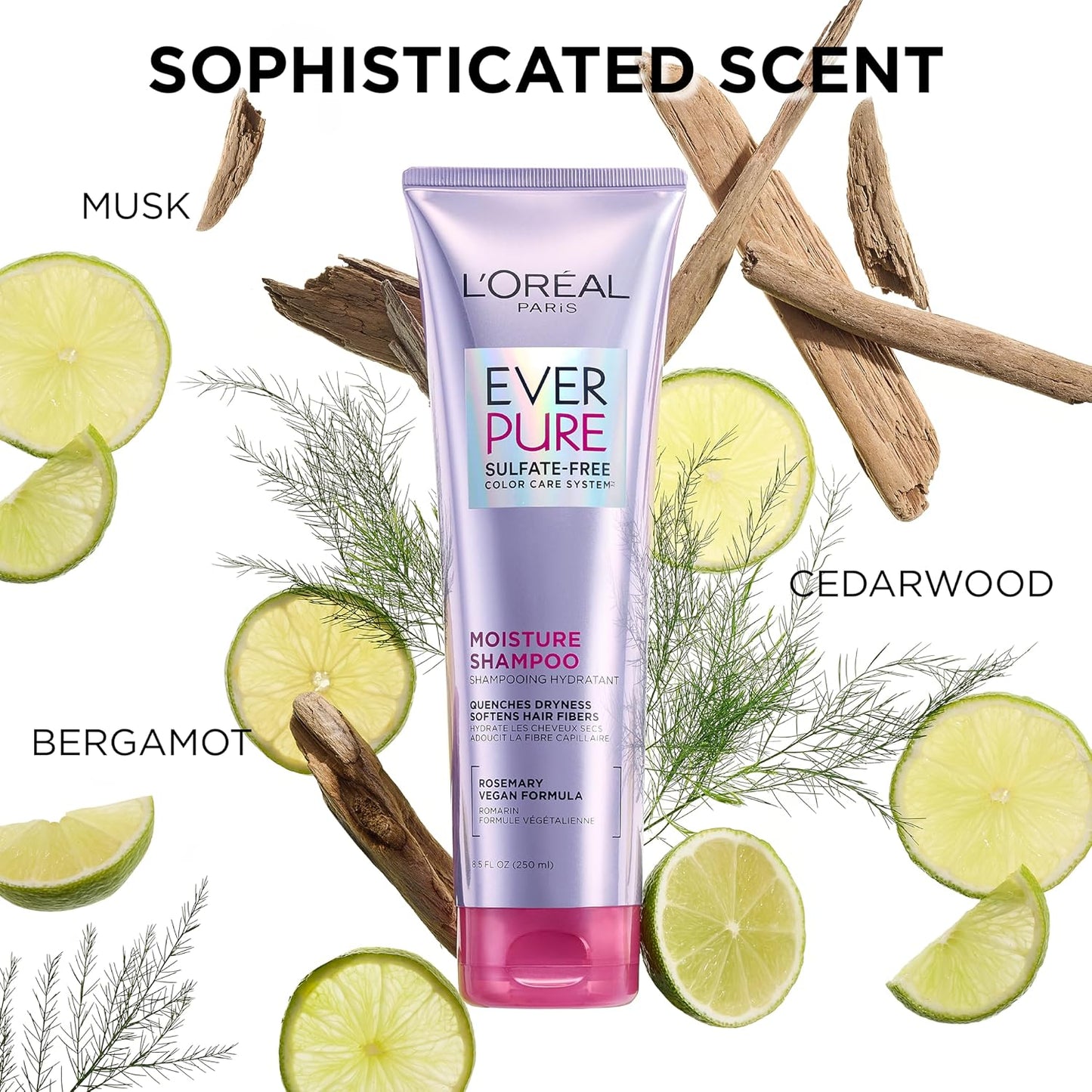 HOTL'Oreal Paris EverPure Moisture Shampoo and Conditioner Set, Sulfate-Free Hair Care for Dry or Color-Treated Hair with Rosemary Botanicals, 17 Fl Oz Set