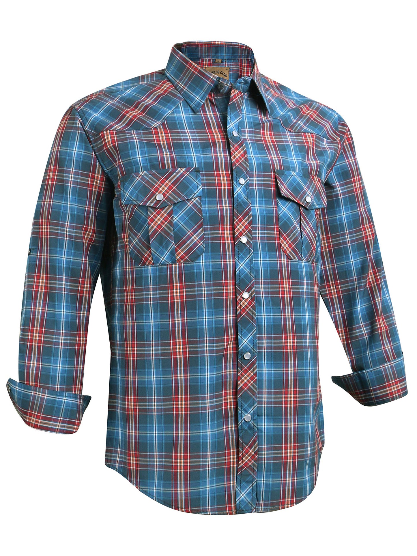 HOTCOEVALS CLUB Men's Western Pearl Snap Button Up Casual Cowboy Long Sleeve Two Pockets Work Shirts