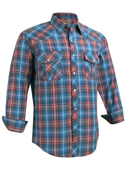HOTCOEVALS CLUB Men's Western Pearl Snap Button Up Casual Cowboy Long Sleeve Two Pockets Work Shirts