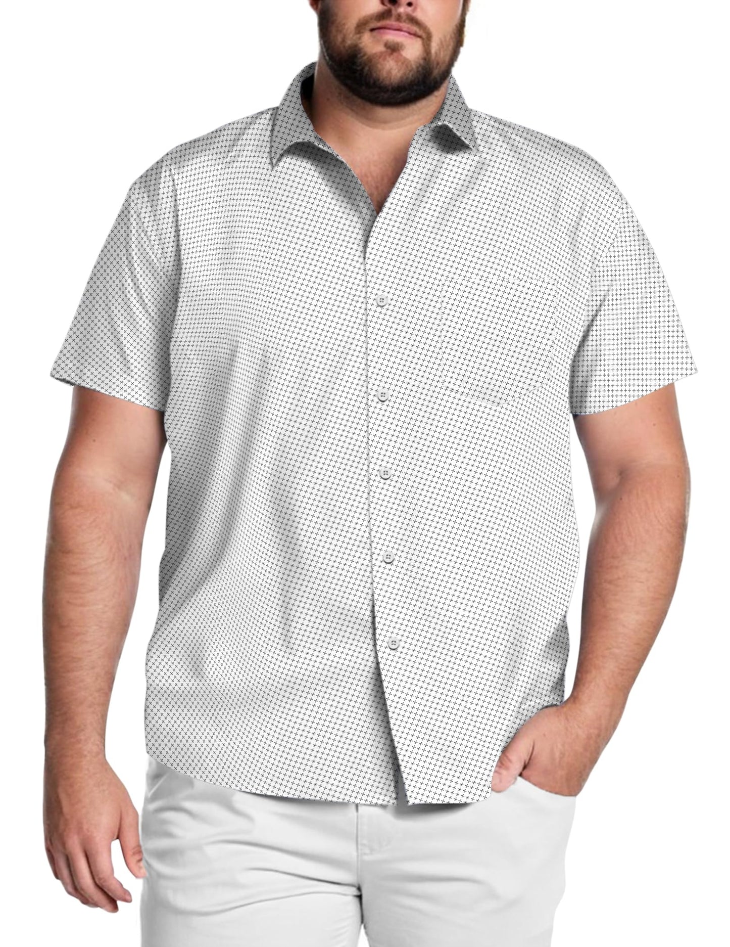 HOTCOOFANDY Big & Tall Shirts for Men Short Sleeve Button Down Casual Dress Shirts