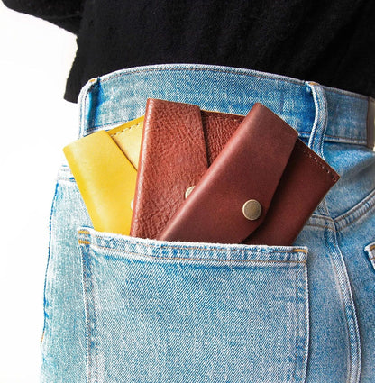 HOTPortland Leather Goods Mini Envelope Wallet for Women – Handmade from the Finest Full-Grain Hides – Features Two Interior Pockets with Secure Snap Closure – Cognac