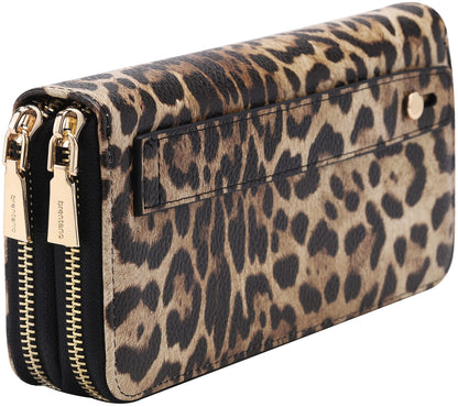 HOTB BRENTANO Vegan Leather Double Zipper Pocket Wallet with Grip Hand Strap (BLUE GLITTER)